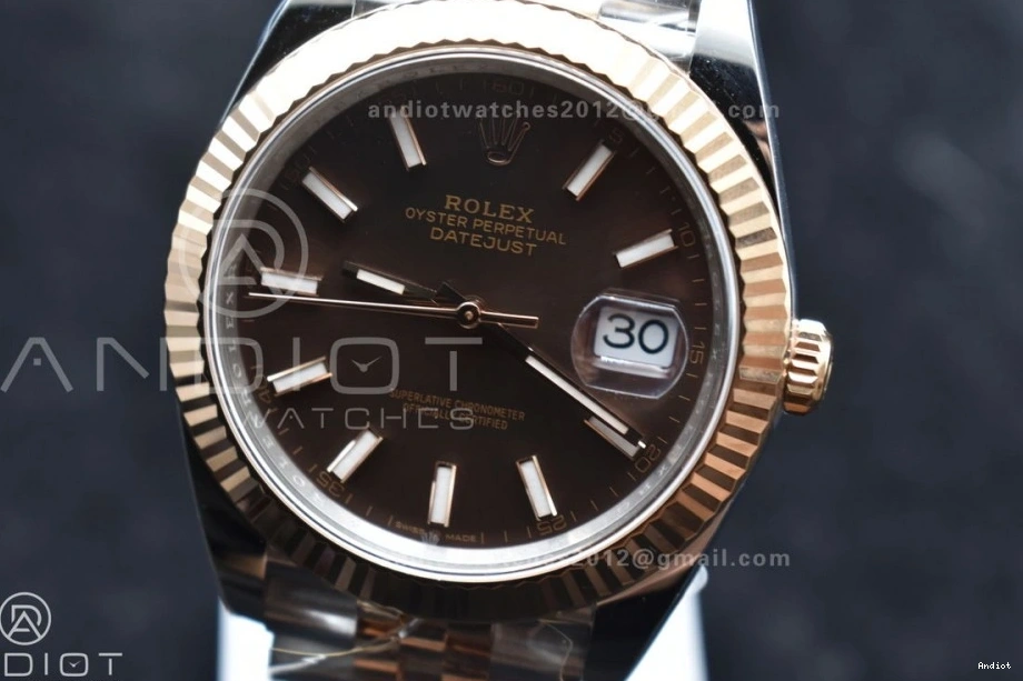 1:1 Best 904L SS Dial Stick Bracelet VR3235 on Steel Clean Edition Brown 41 DateJust RG 126333 Jubilee 0409